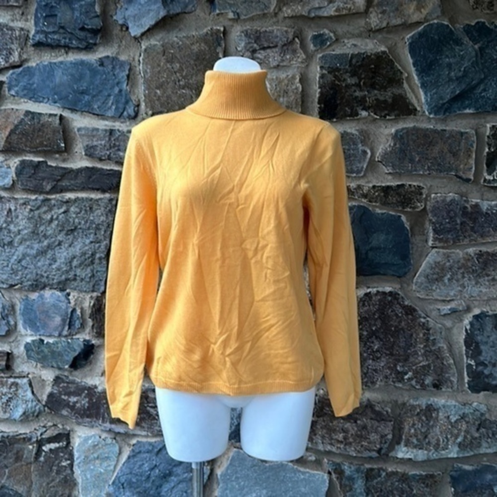 Pendleton Vintage Merino Wool Knit Turtleneck Sweater in Yellow Size Large